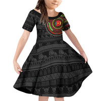 Cameroon Family Matching Off Shoulder Short Dress and Hawaiian Shirt African Tribal Pattern
