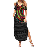 Cameroon Family Matching Summer Maxi Dress and Hawaiian Shirt African Tribal Pattern