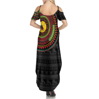Cameroon Family Matching Summer Maxi Dress and Hawaiian Shirt African Tribal Pattern