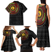 Cameroon Family Matching Tank Maxi Dress and Hawaiian Shirt African Tribal Pattern