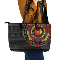 Cameroon Leather Tote Bag African Tribal Pattern