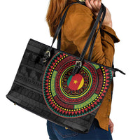 Cameroon Leather Tote Bag African Tribal Pattern
