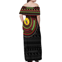 Cameroon Off Shoulder Maxi Dress African Tribal Pattern