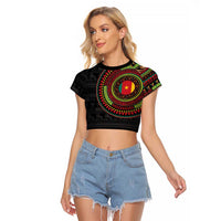 Cameroon Raglan Cropped T Shirt African Tribal Pattern