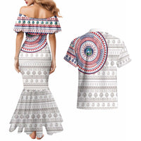 Liberia Couples Matching Mermaid Dress and Hawaiian Shirt African Tribal Pattern