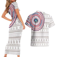 Liberia Couples Matching Short Sleeve Bodycon Dress and Hawaiian Shirt African Tribal Pattern