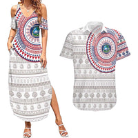 Liberia Couples Matching Summer Maxi Dress and Hawaiian Shirt African Tribal Pattern