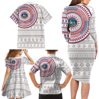 Liberia Family Matching Long Sleeve Bodycon Dress and Hawaiian Shirt African Tribal Pattern