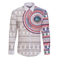 Liberia Family Matching Off The Shoulder Long Sleeve Dress and Hawaiian Shirt African Tribal Pattern