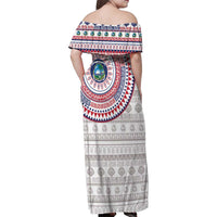 Liberia Family Matching Off Shoulder Maxi Dress and Hawaiian Shirt African Tribal Pattern