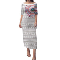 Liberia Family Matching Puletasi and Hawaiian Shirt African Tribal Pattern