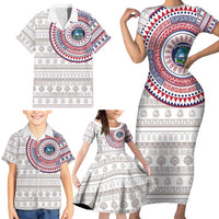 Liberia Family Matching Short Sleeve Bodycon Dress and Hawaiian Shirt African Tribal Pattern