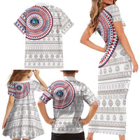 Liberia Family Matching Short Sleeve Bodycon Dress and Hawaiian Shirt African Tribal Pattern