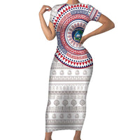 Liberia Family Matching Short Sleeve Bodycon Dress and Hawaiian Shirt African Tribal Pattern