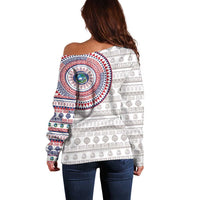 Liberia Off Shoulder Sweater African Tribal Pattern