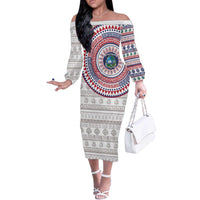 Liberia Off The Shoulder Long Sleeve Dress African Tribal Pattern