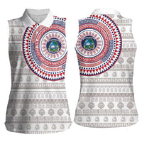 Liberia Women Sleeveless Polo Shirt African Tribal Pattern