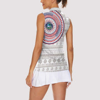 Liberia Women Sleeveless Polo Shirt African Tribal Pattern