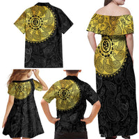 Eritrea Family Matching Off Shoulder Maxi Dress and Hawaiian Shirt African Tribal Mix Paisley Pattern