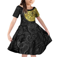 Eritrea Family Matching Off Shoulder Short Dress and Hawaiian Shirt African Tribal Mix Paisley Pattern