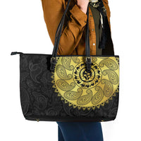 Eritrea Leather Tote Bag African Tribal Mix Paisley Pattern