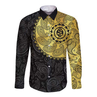 Eritrea Long Sleeve Button Shirt African Tribal Mix Paisley Pattern