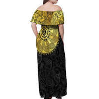 Eritrea Off Shoulder Maxi Dress African Tribal Mix Paisley Pattern