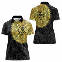 Eritrea Women Polo Shirt African Tribal Mix Paisley Pattern