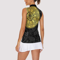 Eritrea Women Sleeveless Polo Shirt African Tribal Mix Paisley Pattern