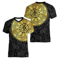 Eritrea Women V-Neck T-Shirt African Tribal Mix Paisley Pattern