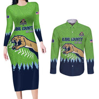 Kane County 2025 Baseball Custom Couples Matching Long Sleeve Bodycon Dress and Long Sleeve Button Shirt Cougar Fight Cougar Win