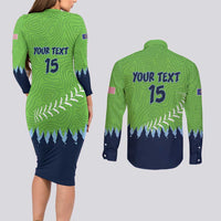 Kane County 2025 Baseball Custom Couples Matching Long Sleeve Bodycon Dress and Long Sleeve Button Shirt Cougar Fight Cougar Win