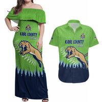 Kane County 2025 Baseball Custom Couples Matching Off Shoulder Maxi Dress and Hawaiian Shirt Cougar Fight Cougar Win