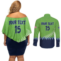 Kane County 2025 Baseball Custom Couples Matching Off Shoulder Short Dress and Long Sleeve Button Shirt Cougar Fight Cougar Win