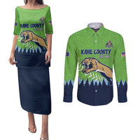 Kane County 2025 Baseball Custom Couples Matching Puletasi and Long Sleeve Button Shirt Cougar Fight Cougar Win