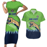 Kane County 2025 Baseball Custom Couples Matching Short Sleeve Bodycon Dress and Hawaiian Shirt Cougar Fight Cougar Win