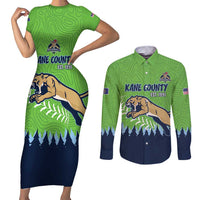 Kane County 2025 Baseball Custom Couples Matching Short Sleeve Bodycon Dress and Long Sleeve Button Shirt Cougar Fight Cougar Win