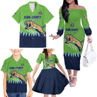 Kane County 2025 Baseball Custom Family Matching Off The Shoulder Long Sleeve Dress and Hawaiian Shirt Cougar Fight Cougar Win
