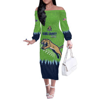 Kane County 2025 Baseball Custom Family Matching Off The Shoulder Long Sleeve Dress and Hawaiian Shirt Cougar Fight Cougar Win