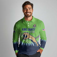 Kane County 2025 Baseball Custom Long Sleeve Polo Shirt Cougar Fight Cougar Win