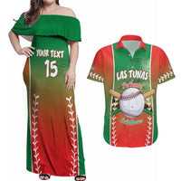 Las Tunas 2025 Baseball Custom Couples Matching Off Shoulder Maxi Dress and Hawaiian Shirt Palante Lenadores