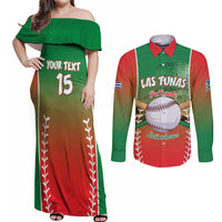 Las Tunas 2025 Baseball Custom Couples Matching Off Shoulder Maxi Dress and Long Sleeve Button Shirt Palante Lenadores