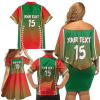 Las Tunas 2025 Baseball Custom Family Matching Off Shoulder Short Dress and Hawaiian Shirt Palante Lenadores