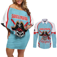Santa Maria 2025 Baseball Custom Couples Matching Off Shoulder Short Dress and Long Sleeve Button Shirt Come On Pirate