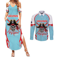 Santa Maria 2025 Baseball Custom Couples Matching Summer Maxi Dress and Long Sleeve Button Shirt Come On Pirate
