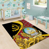 Personalized Angola Area Rug Coat Of Arms Welwitschia Mirabilis