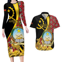 Personalized Angola Couples Matching Long Sleeve Bodycon Dress and Hawaiian Shirt Coat Of Arms Welwitschia Mirabilis