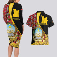 Personalized Angola Couples Matching Long Sleeve Bodycon Dress and Hawaiian Shirt Coat Of Arms Welwitschia Mirabilis