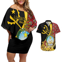 Personalized Angola Couples Matching Off Shoulder Short Dress and Hawaiian Shirt Coat Of Arms Welwitschia Mirabilis