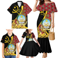 Personalized Angola Family Matching Mermaid Dress and Hawaiian Shirt Coat Of Arms Welwitschia Mirabilis